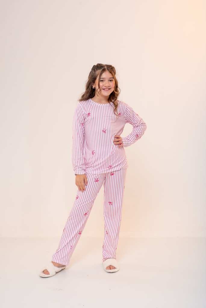 Pijama Calça Listrado Rosa